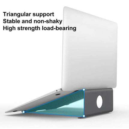 Aluminum Laptop Stand for Elevated Viewing and Cooling with triangular support, lightweight durable aluminum, improves posture and airflow
