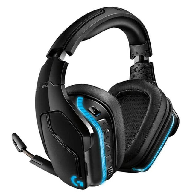 Logitech Wireless Gaming Headset Comfortable Everyday Use black wireless DTS 7.1 headset with foldable mic and LED accents
