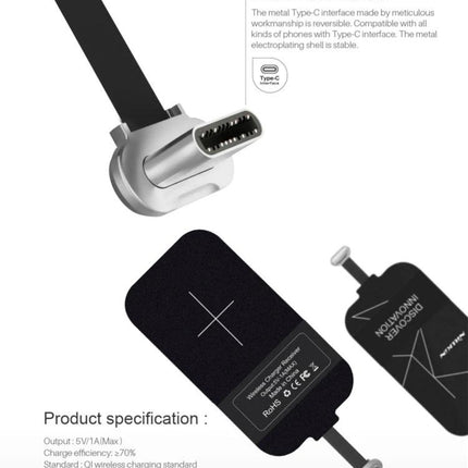 Compact NILLKIN Receiver for Daily Phone Charging – slim Type-C wireless charging receiver for commute and desk, reduces cable clutter