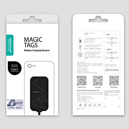 Compact NILLKIN Receiver for Daily Phone Charging slim Type-C wireless charging receiver on retail packaging