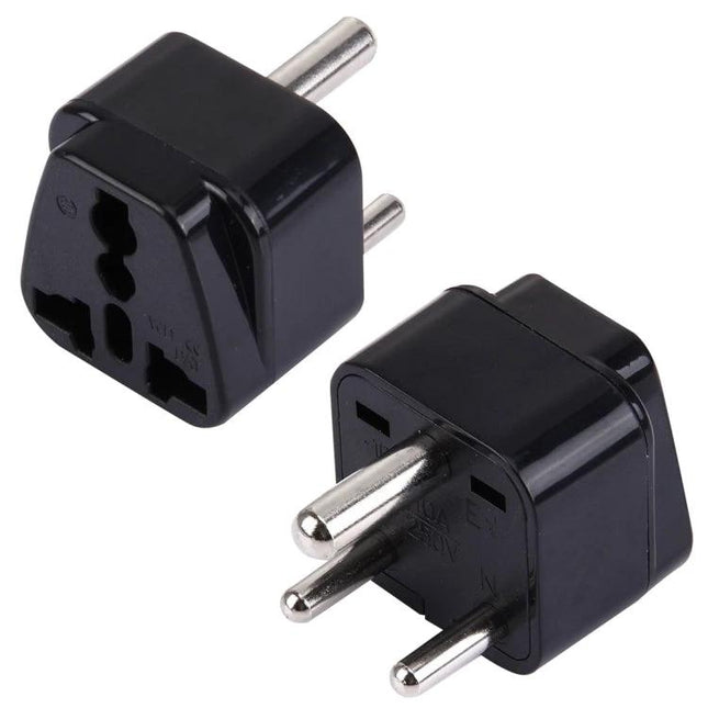 Universal Travel Plug Adapter for South Africa Sockets - compact black travel power adapter for UK, EU, US, AU devices