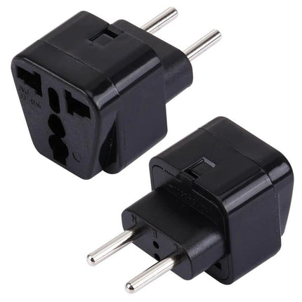 Portable Travel Adapter for US and UK Plugs to EU Socket - compact black adapter for charging phones, laptops and devices while traveling in Europe