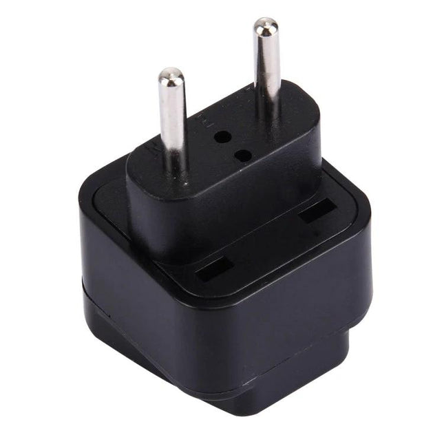 Portable Travel Adapter for US and UK Plugs to EU Socket - compact black plug adapter for laptops and phones
