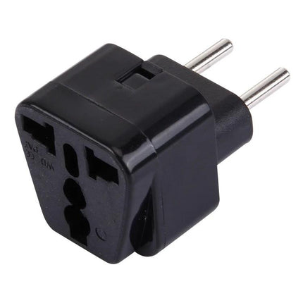 Portable Travel Adapter for US and UK Plugs to EU Socket - compact black universal travel plug converter for phones, laptops, hair dryers