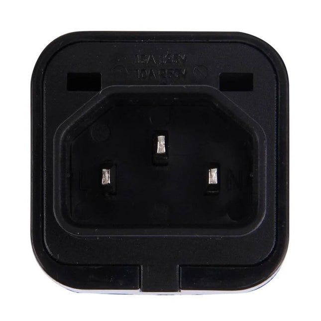 WD-320 Universal Travel Plug Adapter for International Outlets black three-prong international outlet view