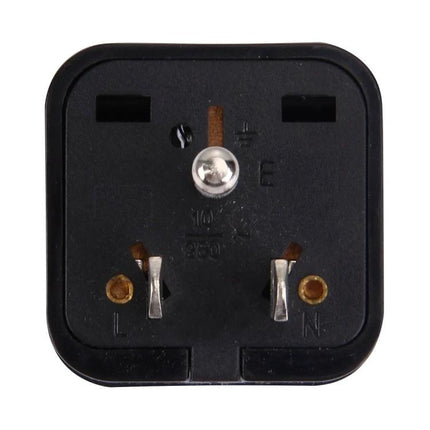 Universal Travel Plug Adapter for US Outlets and International Use black multi-country socket adapter front view