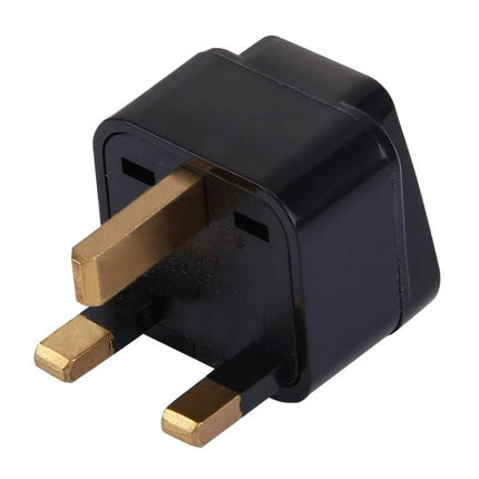 Universal Travel Adapter for UK Plugs and International Use compact black adapter for charging phones laptops with UK three-pin plug compatibility