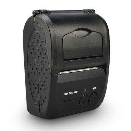 Portable Thermal Bluetooth Receipt Printer for On-the-Go Use compact black mobile receipt printer with Bluetooth 5.0, buttons and paper feed
