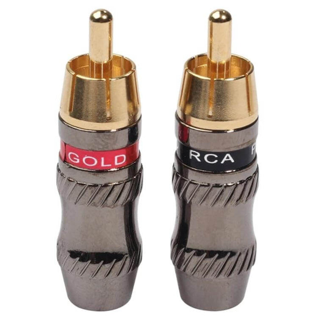 REXLIS 2-Piece Gold Plated RCA Male Plug for DIY Audio Cables - gold-plated zinc alloy shell pair for custom audio and video cable repairs