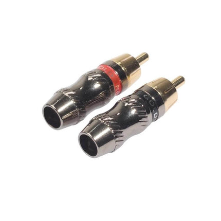 REXLIS 2-Piece Gold Plated RCA Male Plug for DIY Audio Cables - gold-plated zinc alloy RCA connectors (red and black)