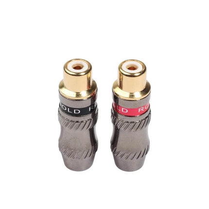 REXLIS Gold Plated RCA Female Plug Adapter for DIY Cables - pair of gold-plated RCA female connectors for DIY audio/video cables, supports 6.5-6.8mm