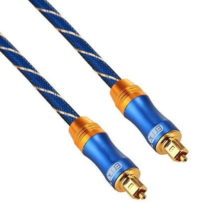 EMK 1.5m Toslink Optical Cable for Digital Audio Links blue braided cable with gold Toslink male-to-male connectors