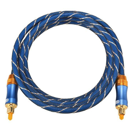 EMK 1.5m Toslink Optical Cable for Digital Audio Links - blue braided toslink cable with gold-plated male-to-male connectors