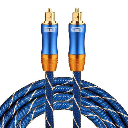 EMK Toslink Male to Male Optical Audio Cable, 2 Meters – blue braided fiber optic cable with gold-plated Toslink connectors for clear digital audio