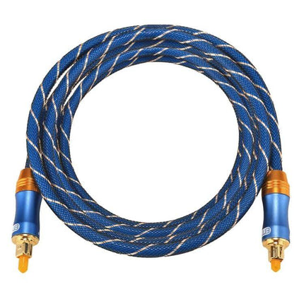 EMK Toslink Male to Male Optical Audio Cable, 2 Meters - blue braided 2m fiber optic cable with gold-plated Toslink connectors for high-quality digital audio