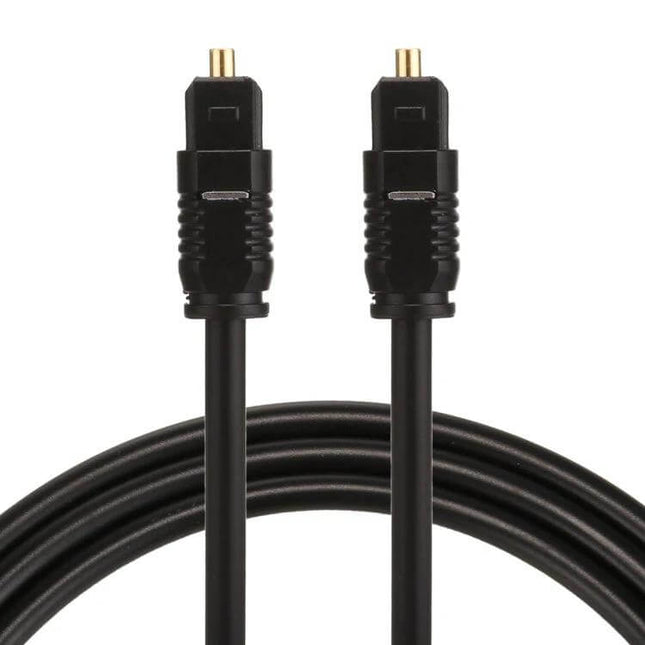 EMK 1-Meter Toslink Male to Male Digital Optical Audio Cable black cable with gold-plated Toslink connectors coiled for home audio