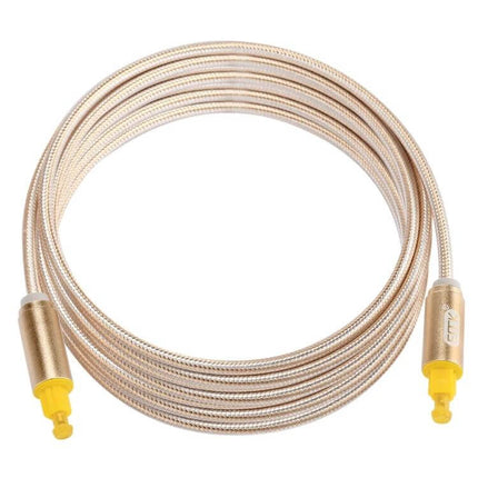 EMK 3-Meter Toslink Optical Audio Cable for Digital Connections coiled gold braided optical cable with yellow Toslink connectors for home theater