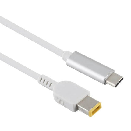 Laptop Charger Cable for Lenovo Laptops, 1.5 Meters Long - white 1.5m cable with big square Lenovo male connector and USB-C adapter for travel