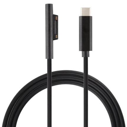 Magnetic USB-C to 6 Pin Charging Cable for Microsoft Surface Pro 7/6/5 - black magnetic connector and USB-C plug, travel-friendly charging cable