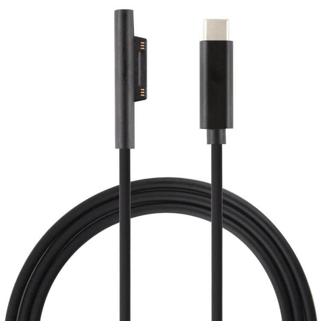 Magnetic USB-C to 6 Pin Charging Cable for Microsoft Surface Pro 7/6/5 - black magnetic connector and USB-C plug, travel-friendly charging cable