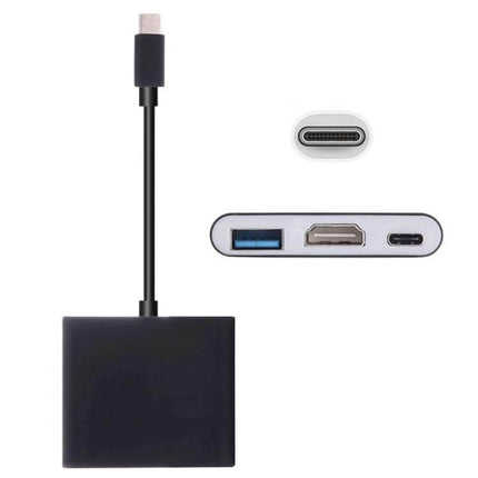 USB-C Multi-Port Adapter with HDMI and USB Connections shown with HDMI, USB-A and USB-C ports for laptop monitor and peripherals