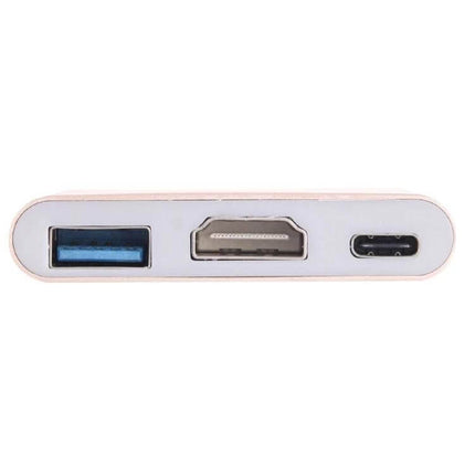 USB-C Multi-Port Adapter with HDMI and USB Connections showing USB, HDMI, and USB-C ports for laptops and travel use