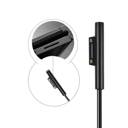 Charging Cable for Microsoft Surface Devices, 0.2m Length - compact black Surface magnetic charging connector for travel and tidy desks