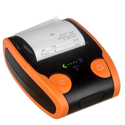 58mm Portable Bluetooth Thermal Receipt Printer for Business Use - orange compact mobile printer printing receipt, Bluetooth LEDs, power and feed buttons