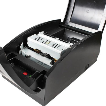 Portable Wireless Receipt Printer for Everyday Mobile Use shown open exposing internal dot matrix mechanism and paper compartment