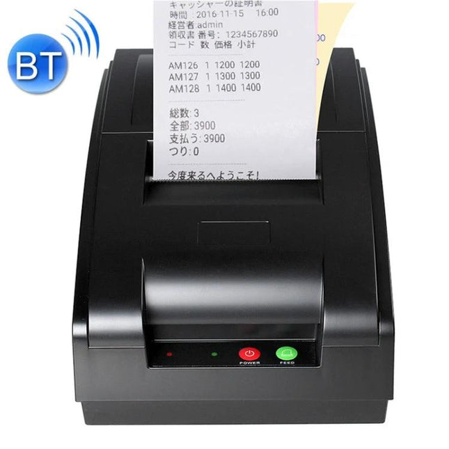 Portable Wireless Receipt Printer for Everyday Mobile Use showing black Bluetooth receipt printer printing barcode receipt