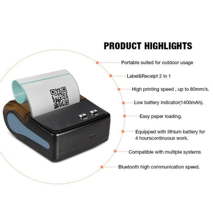 Portable Bluetooth Thermal Receipt Printer for On-the-Go Sales compact wireless mobile receipt printer for sales and field work