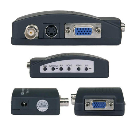 Howei BNC to VGA Video Converter for Home Security Systems compact BNC-to-VGA adapter showing connectors and control buttons