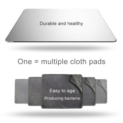 Double-Sided Circle Shaped Aluminum Desk Mouse Pad showing durable aluminum top and replaceable cloth pads comparison