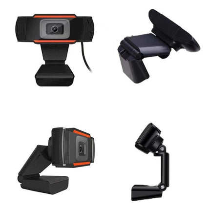 Manual Focus Webcam for Video Calls and Online Meetings, 720p USB webcam with built-in mic and adjustable clip mount