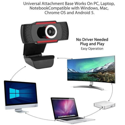 USB Webcam with Built-in Microphone for Video Calls and Meetings, long-distance audio pickup up to 10m, plug-and-play universal clip