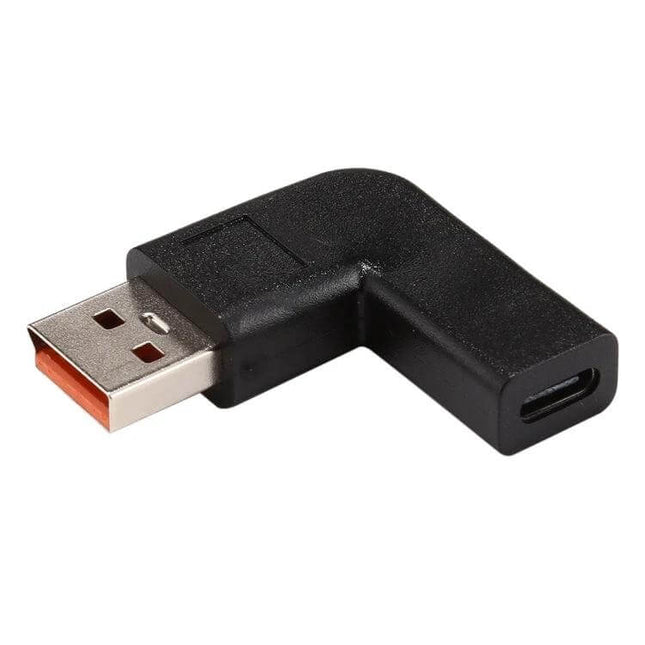 USB-C Female to Yoga 3 Male 90-Degree Angled Power Adapter for Lenovo, black L-shaped USB-C to Yoga 3 charging converter plug