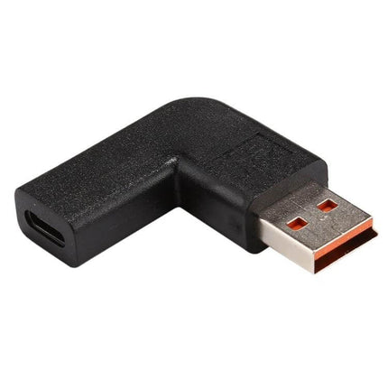 USB-C Female to Yoga 3 Male 90-Degree Angled Power Adapter for Lenovo - black L-shaped DC converter plug for neat charging