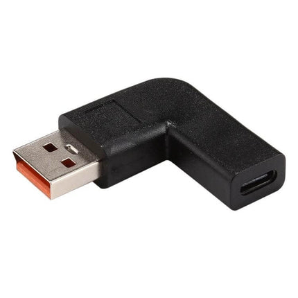 USB-C Female to Yoga 3 Male 90-Degree Angled Power Adapter for Lenovo black L-shaped USB-C to Yoga 3 angled converter plug