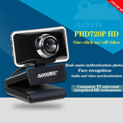 Aoni C11 HD Webcam with 720P Resolution and 150-Degree Wide-Angle Lens, Manual Focus and Built-in Microphone