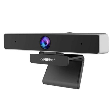 Aoni C90 HD Webcam for Business Video Calls with Microphone mounted on monitor, 1080p camera with built-in omnidirectional microphone for clear meetings