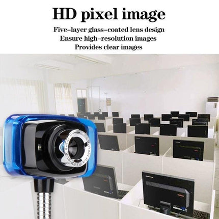 Aoni Kujing HD Vertical Business Webcam with Microphone shown capturing clear HD images in a bank or office counter setting