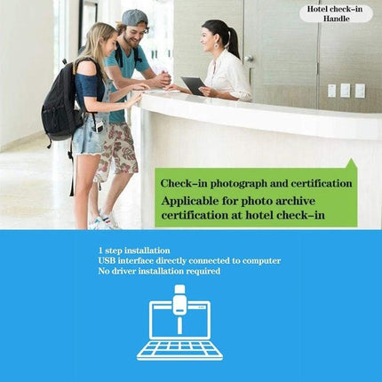 Aoni Kujing HD Vertical Business Webcam with Microphone used at hotel check-in for clear ID capture and USB plug-and-play setup