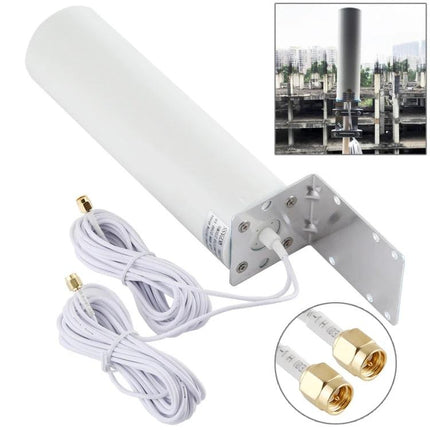 Omni-Directional External Antenna for 4G LTE and WiFi Signals white 12dBi wall mount with dual coax cables and SMA connectors