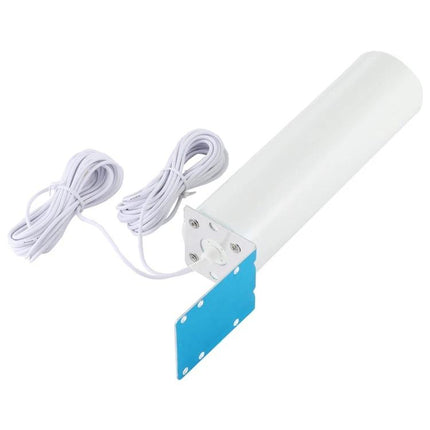 Omni-Directional External Barrel Antenna for 4G LTE WiFi Devices white tubular antenna with mounting bracket and cables
