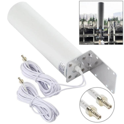 Omni-Directional External Antenna for 4G LTE WiFi Devices with CRC9 Connector mounted outdoor with cables and bracket