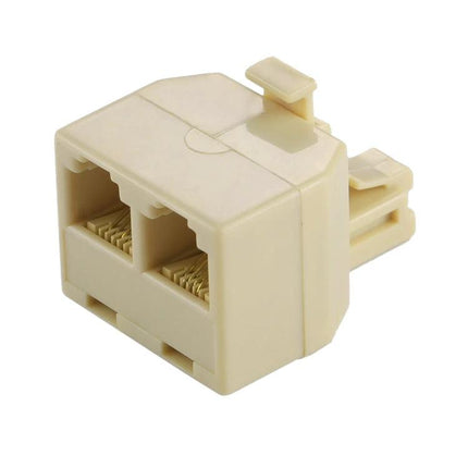 RJ11 Dual Ports Telephone Extension Cable Adapter for Desktops beige inline splitter for connecting two phones or modem on a desktop