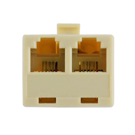 RJ11 Dual Ports Telephone Extension Cable Adapter for Desktops - beige dual-port RJ11 splitter for desktops, phones and modems
