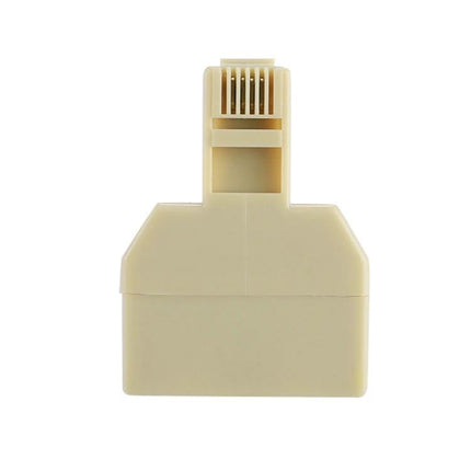 RJ11 Dual Ports Telephone Extension Cable Adapter for Desktops beige T-adapter for splitting a single desktop phone line