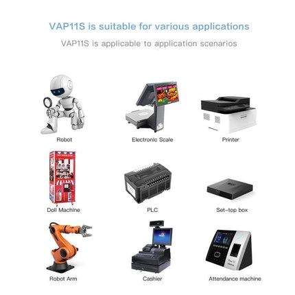 Vonets VAP11S Mini Wireless Bridge for Extending Networks connecting robots, scales, printers, PLCs, set-top boxes and attendance machines in industrial setups