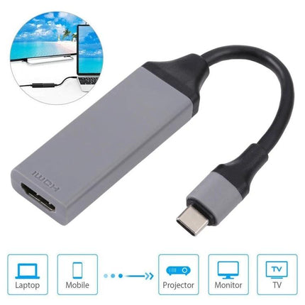 Cable for Connecting Devices to TVs in Daily Home Use USB-C to HDMI cable showing reversible Type-C connector and TV streaming setup